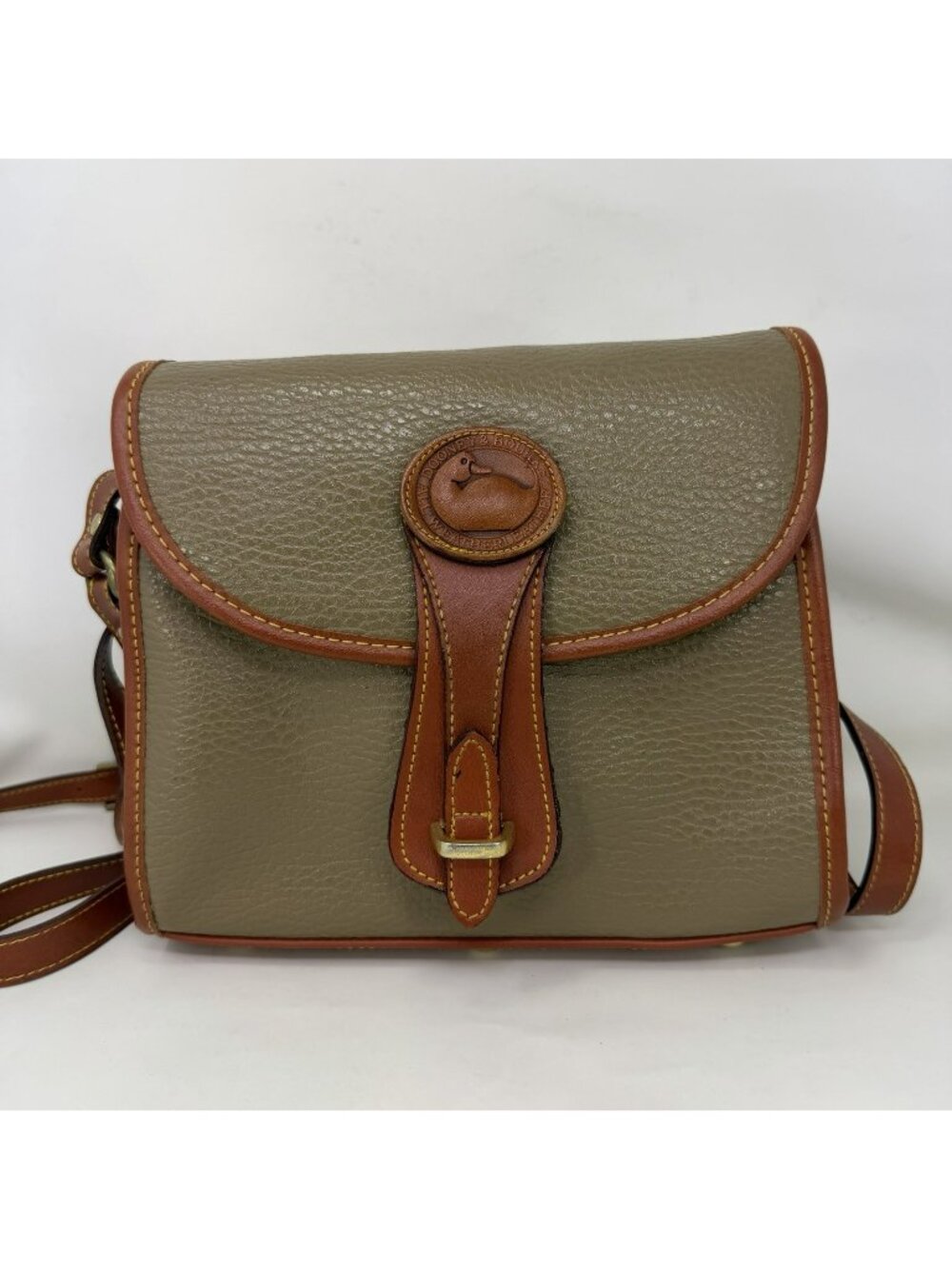 Vintage Dooney & Bourke Leather Handbag Strap Beige Brown